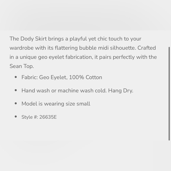 Sedge Dody bubble bottom Washed white eyelet Elegant Lace Midi Skirt NWT - Picture 3 of 3